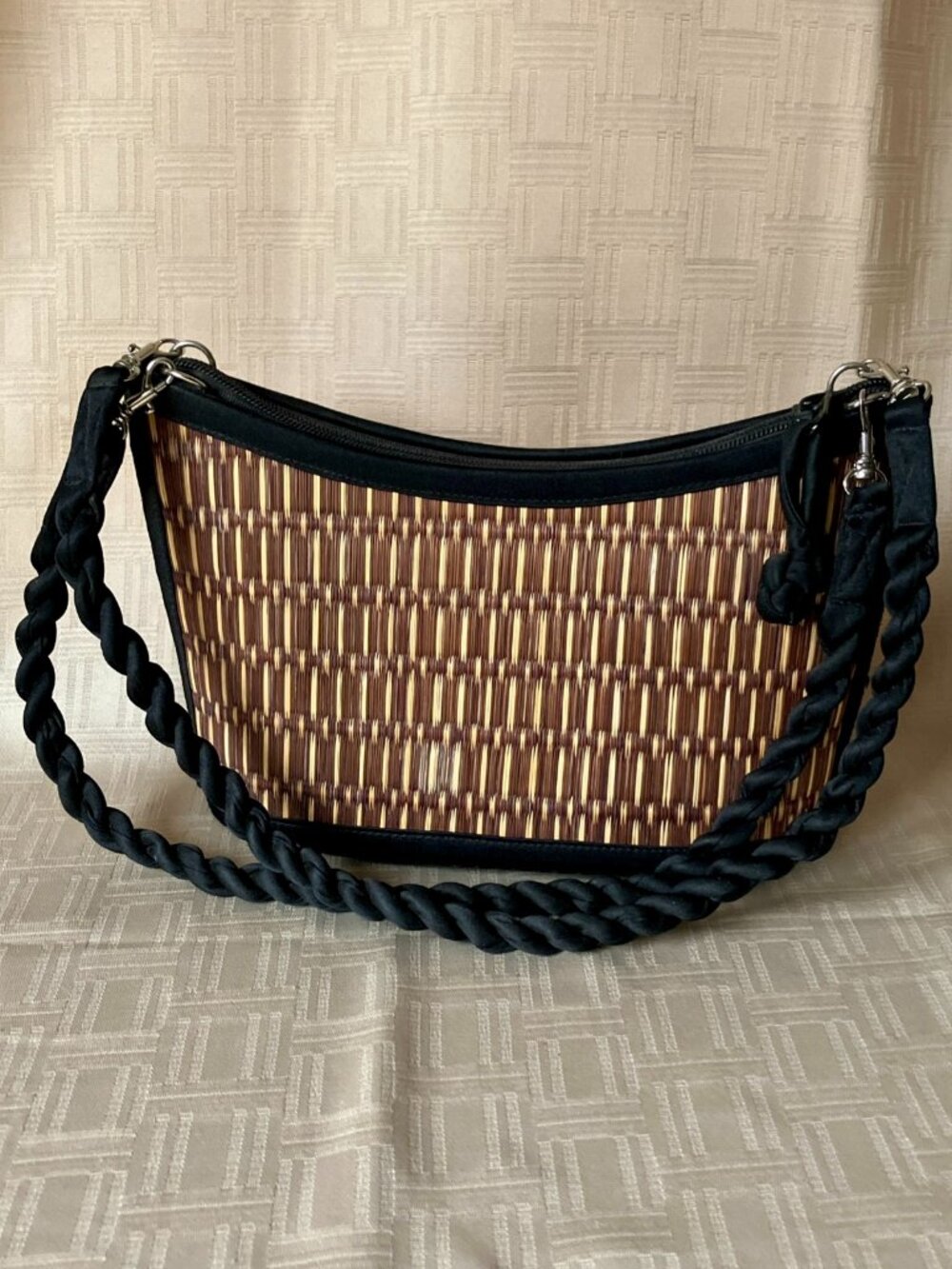 Baskets of Cambodia Handmade Straw Weave Scoop Purse Shoulder Hand Bag
